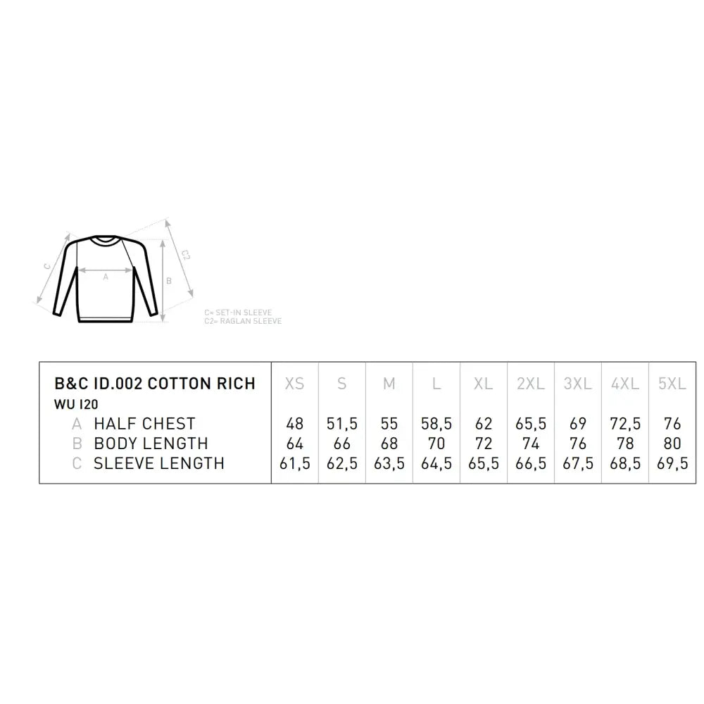 B&C ID.002 Cotton Rich College - Yritystekstiilit