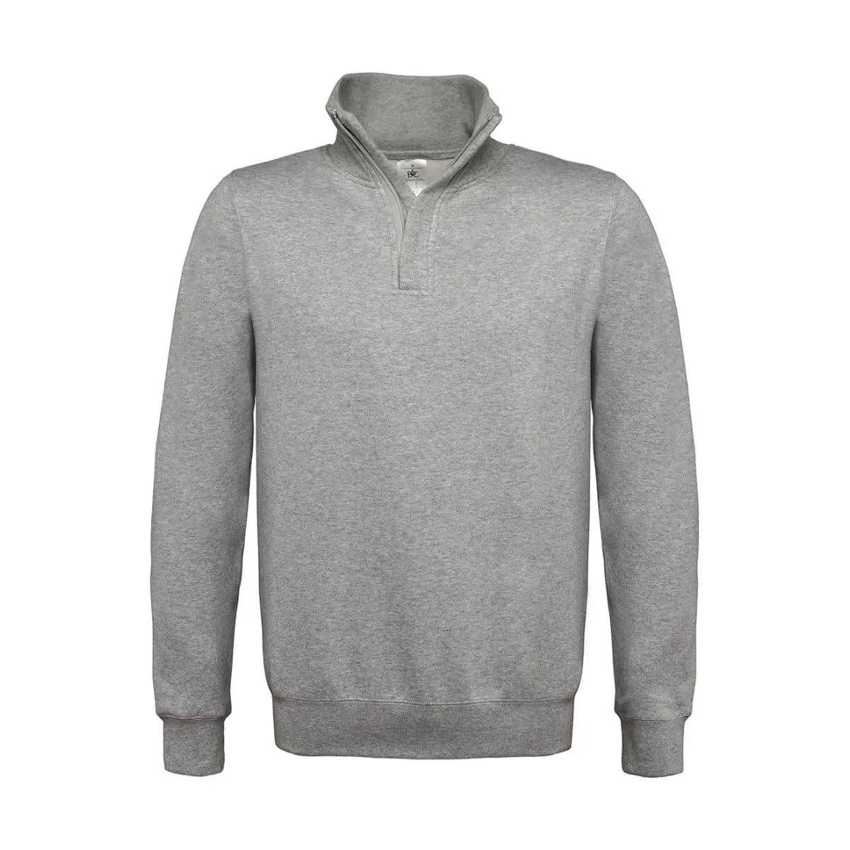 B&C ID.004 Cotton Rich 1/4 Vetoketju College - Harmaa (Heather Grey) / S - Yritystekstiilit