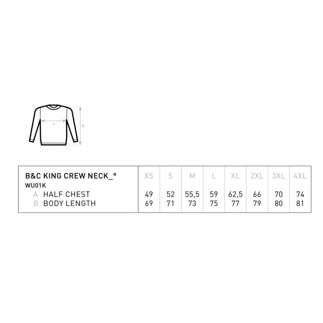 B&C KING Crew Neck_° Collegepusero - Yritystekstiilit