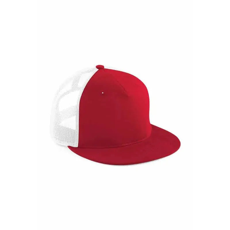 Beechfield B845 5-Panel Trucker Lippalakki - Punainen/Valkoinen - Päähineet
