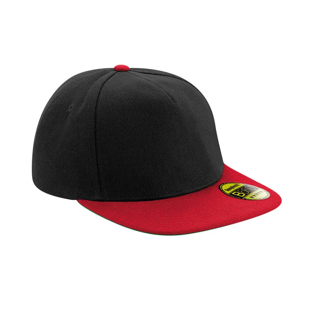 Beechfield Original Flat Peak Snapback Lippalakki B660 - musta/punainen - Yritystekstiilit