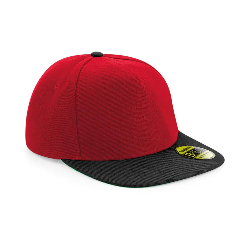 Beechfield Original Flat Peak Snapback Lippalakki B660 - Punainen/Musta - Yritystekstiilit