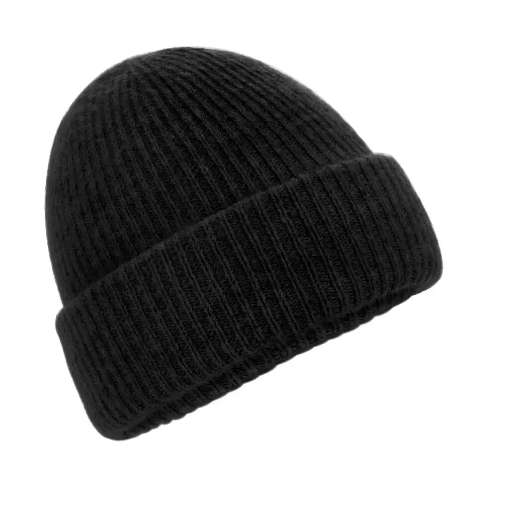 Beechfield Ribbineulottu lämmin pipo B386 - Musta (Black Marl) - Yritystekstiilit