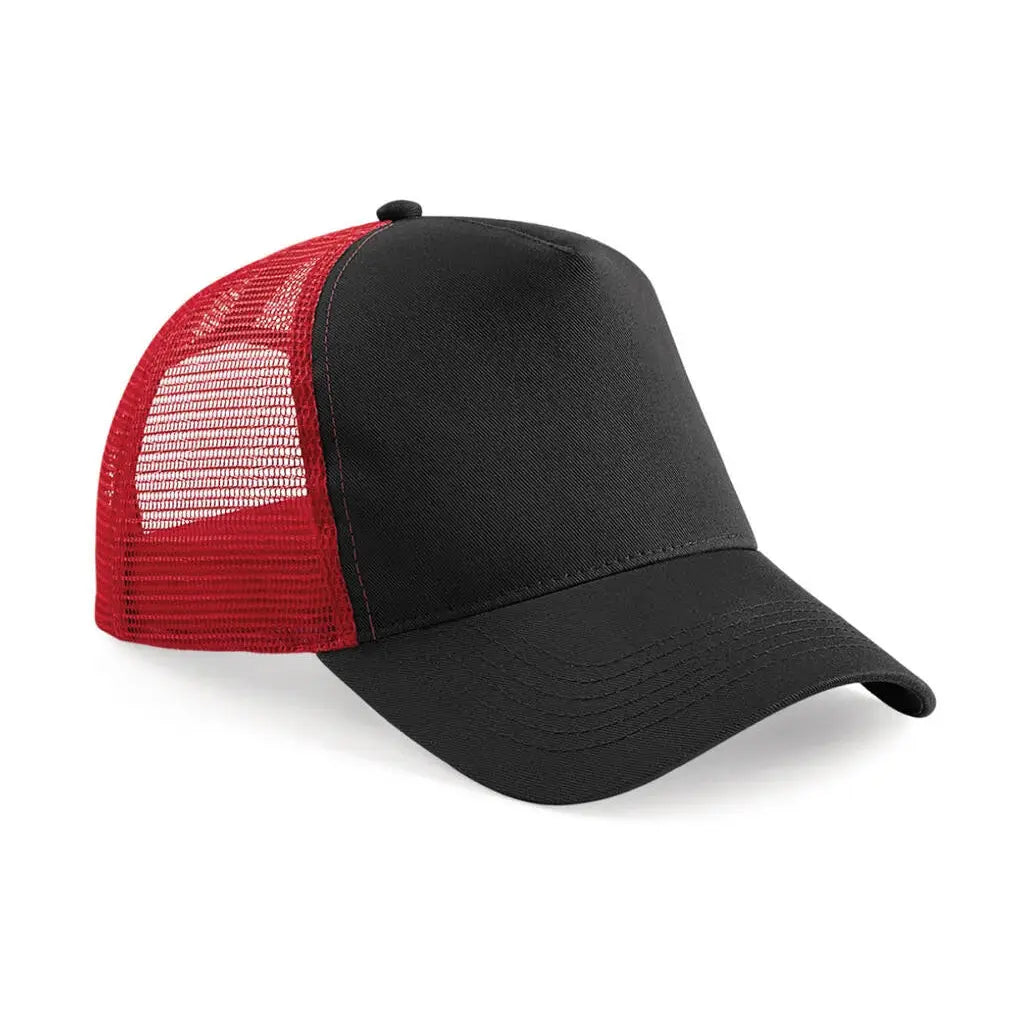 Beechfield Snapback Trucker B640 Lippalakki omalla logolla - musta/punainen - Yritystekstiilit
