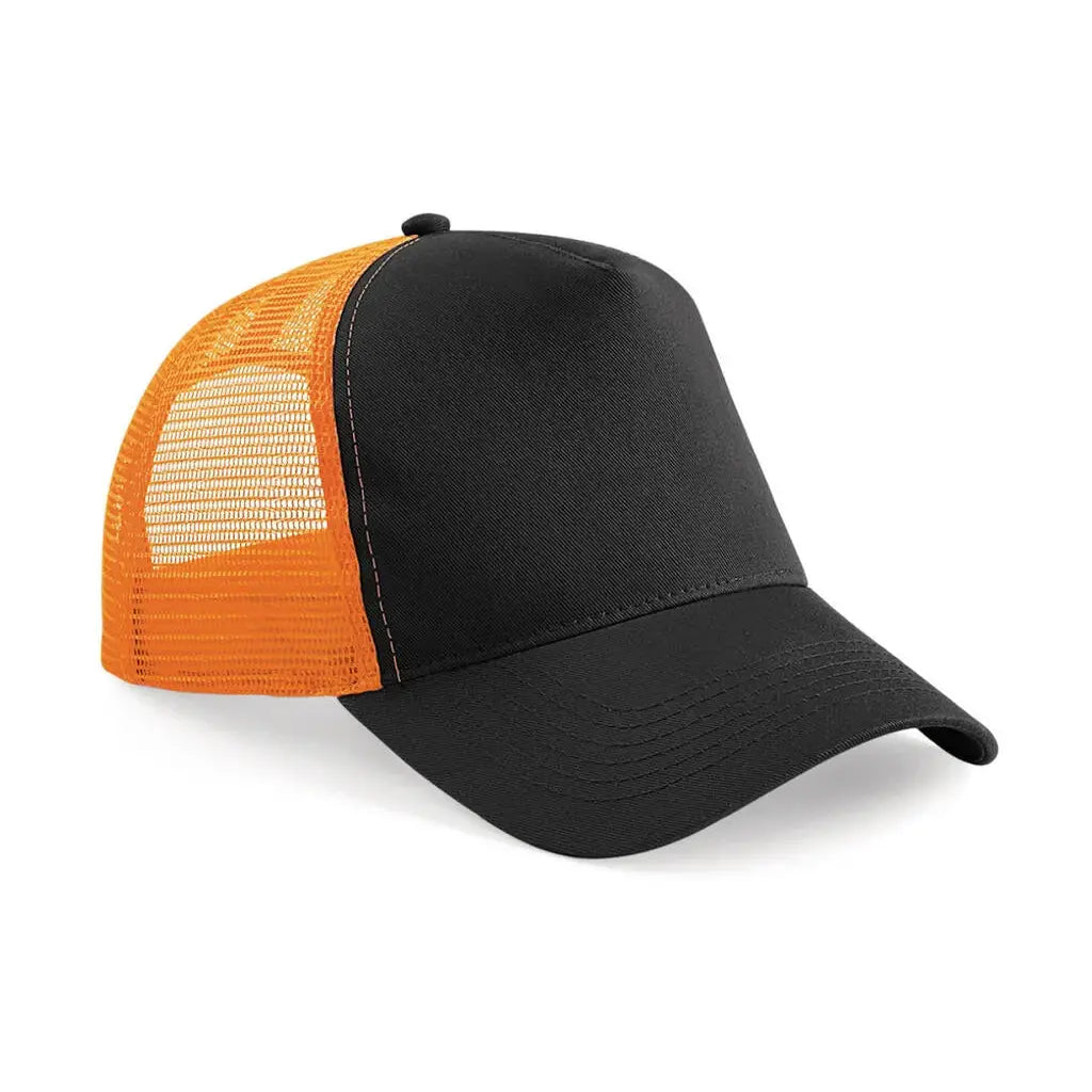 Beechfield Snapback Trucker B640 Lippalakki omalla logolla - Musta oranssi - Yritystekstiilit