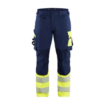 Blåkläder High-Vis Housut 4-Way Stretch 11261648 - Mariininsininen/Huomiokeltainen / D108 - Työvaatteet