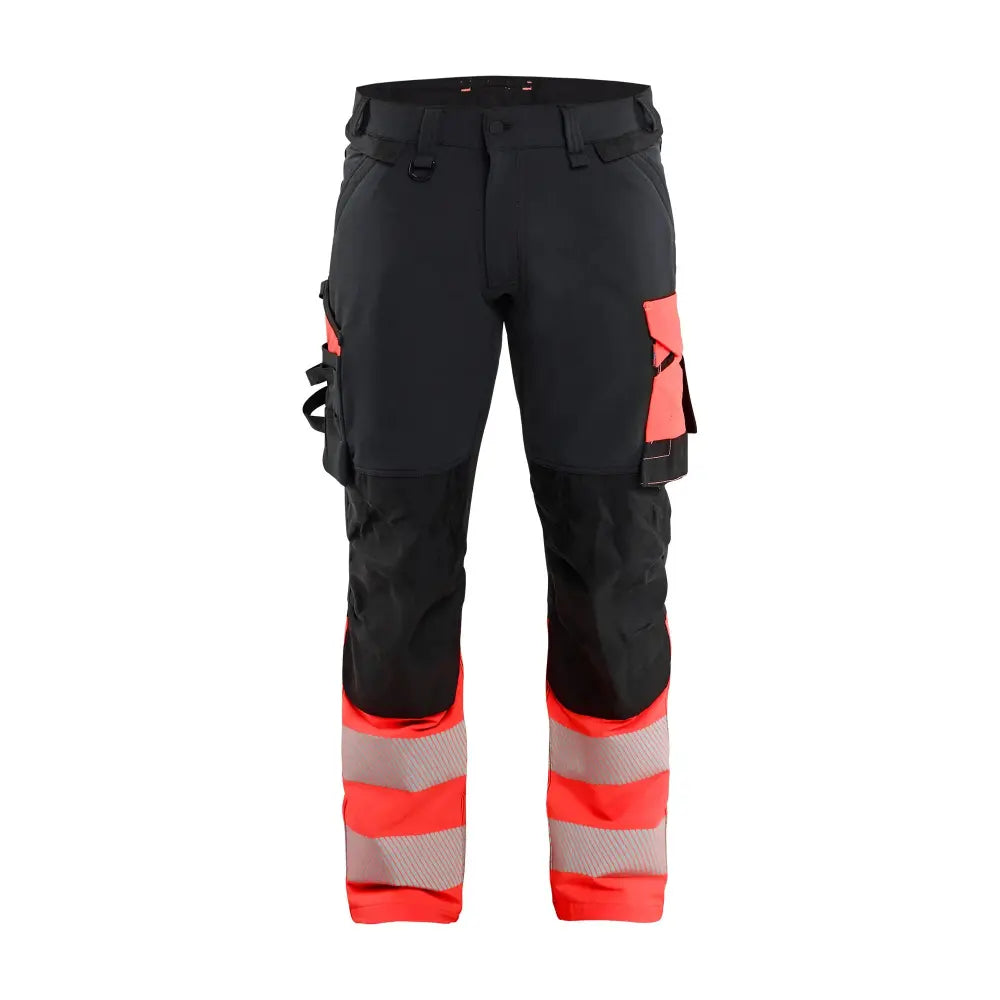 Blåkläder High-Vis Housut 4-Way Stretch 11261648 - Musta/Huomiopunainen / C156 - Työvaatteet