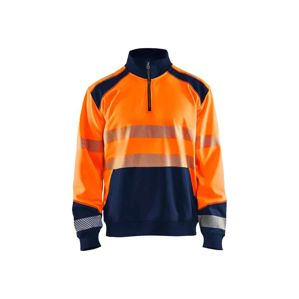 Blåkläder Highvis collegepaita lyhyellä vetoketjulla 35562528 - Huomio-oranssi/Mariininsininen / 4XL - Blåkläder