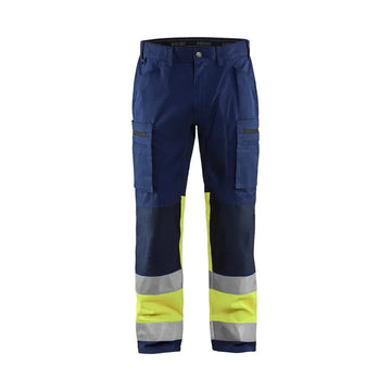 Blåkläder Highvis housut stretch 15511811 - Mariininsininen/Huomiokeltainen / C146 - Työvaatteet