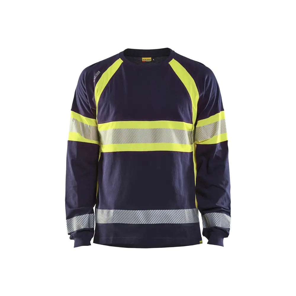 Blåkläder Highvis pitkähihainen t-paita 35101030 - Mariininsininen/Huomiokeltainen / 6XL - Blåkläder työvaatteet