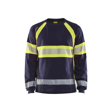 Blåkläder Highvis pitkähihainen t-paita 35101030 - Mariininsininen/Huomiokeltainen / 6XL - Blåkläder työvaatteet