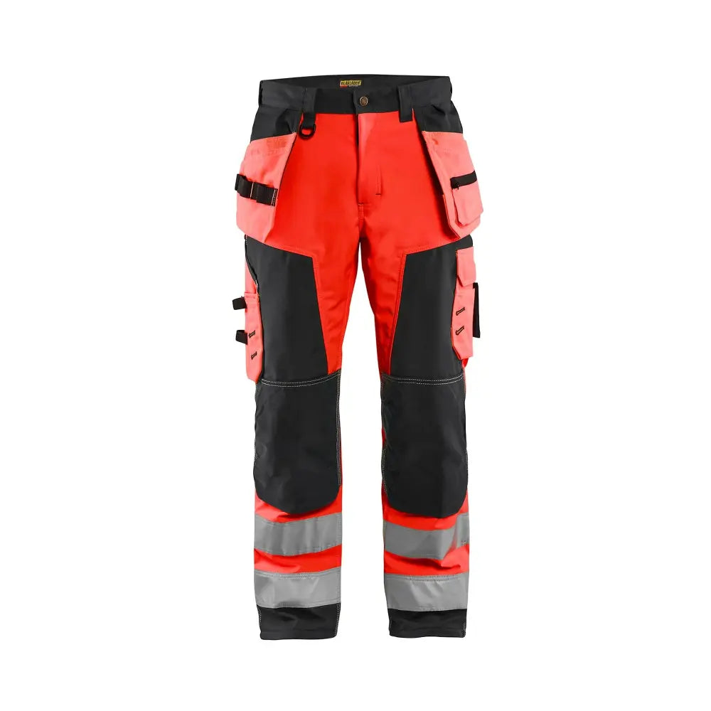 Blåkläder Highvis softshell-riipputaskuhousut 15672517 - Huomiopunainen/Musta / C44 - Työvaatteet