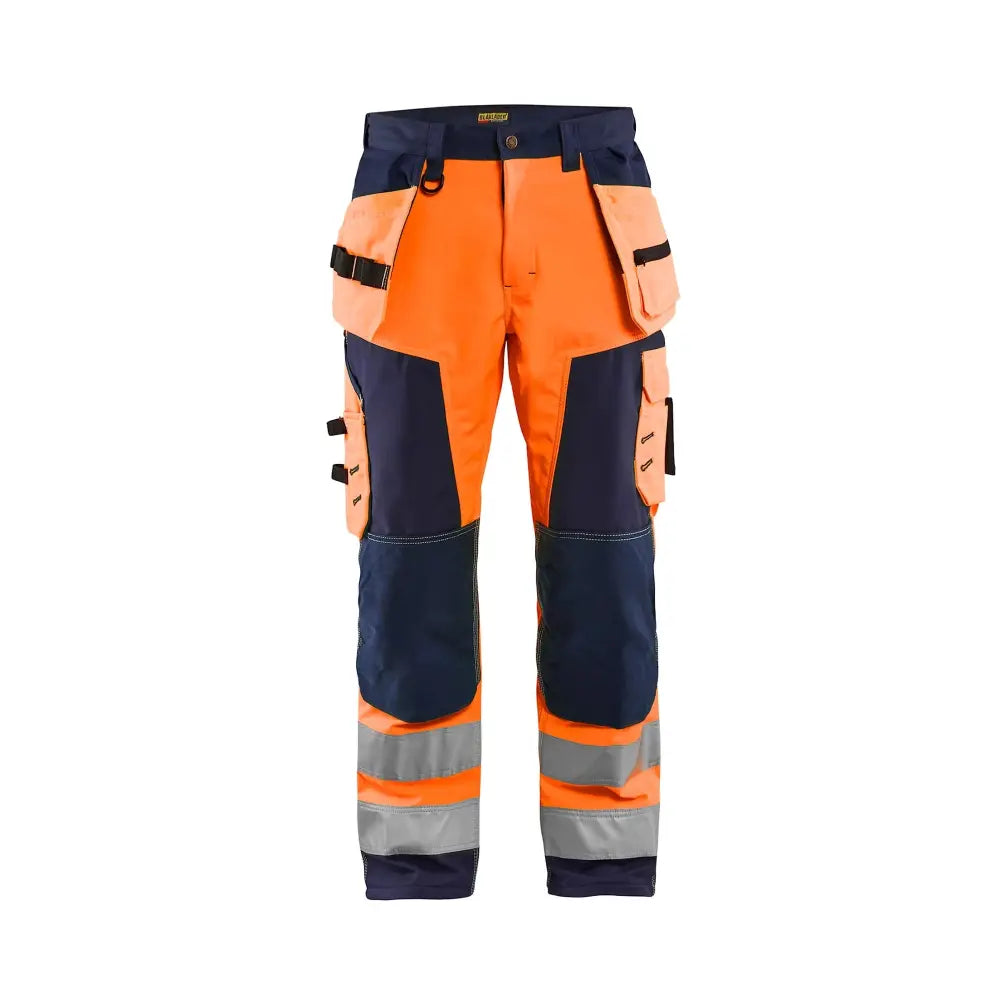 Blåkläder Highvis softshell-riipputaskuhousut 15672517 - Huomio-oranssi/Mariininsininen / C52 - Työvaatteet