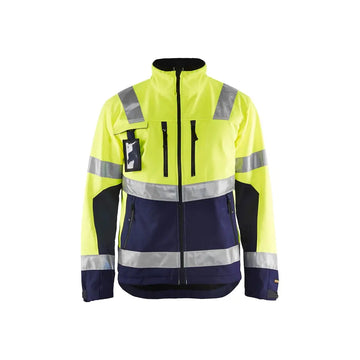 Blåkläder Highvis softshell-takki 49002517 - Huomiokeltainen/Mariininsininen / XL - Blåkläder työvaatteet