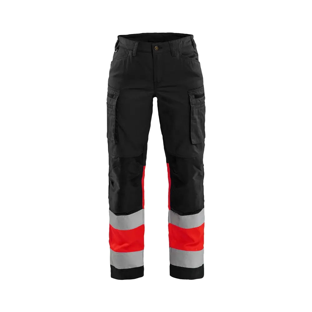 Blåkläder Naisten highvis housut stretch 71611811 - Musta/Huomiopunainen / D20 - Blåkläder työvaatteet