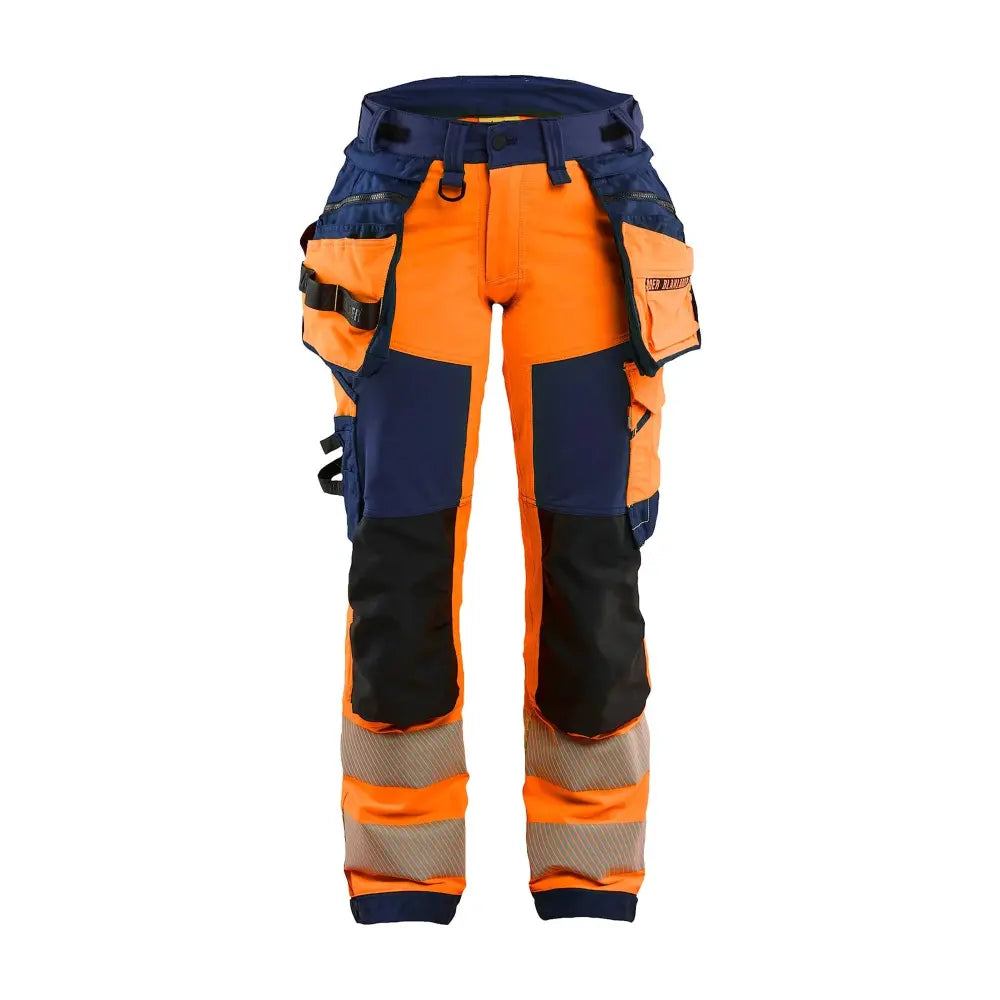 Blåkläder Naisten Highvis riipputaskuhousut 4-way stretch 70221648 - Huomio-oranssi/Mariininsininen / C44 - Blåkläder
