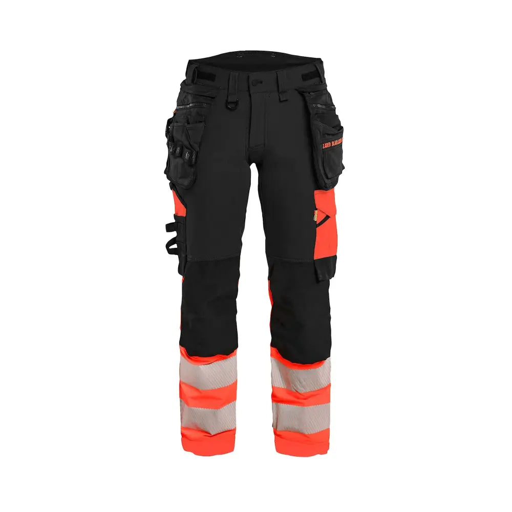 Blåkläder Naisten Highvis riipputaskuhousut 4-way stretch 70251648 - Musta/Huomiopunainen / D18 - Blåkläder työvaatteet