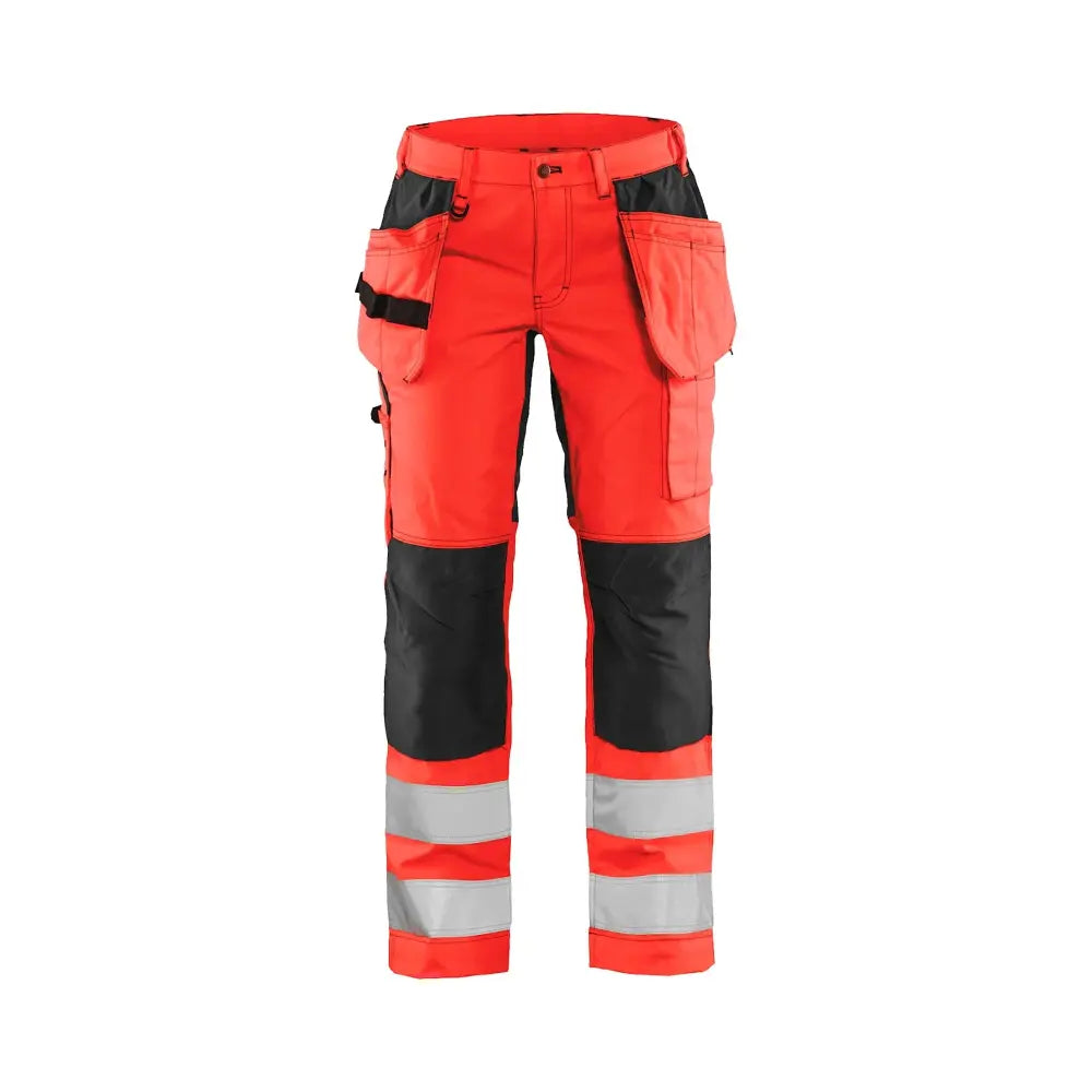 Blåkläder Naisten highvis riipputaskuhousut stretch 71631811 - Huomiopunainen/Musta / C44 - Blåkläder työvaatteet
