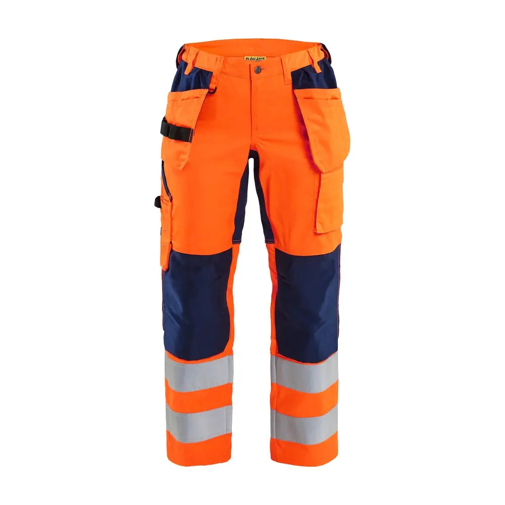 Blåkläder Naisten highvis riipputaskuhousut stretch 71631811 - Huomio-oranssi/Mariininsininen / D25 - Blåkläder