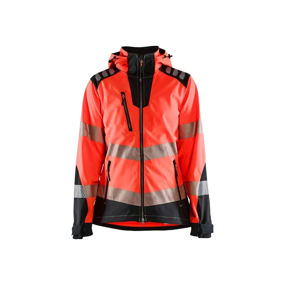 Blåkläder Naisten Highvis Softshell-takki 47912513 - Huomiopunainen/Musta / L - Blåkläder työvaatteet