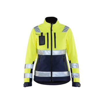 Blåkläder Naisten highvis softshell-takki 49022517 - Huomiokeltainen/Mariininsininen / L - Blåkläder työvaatteet