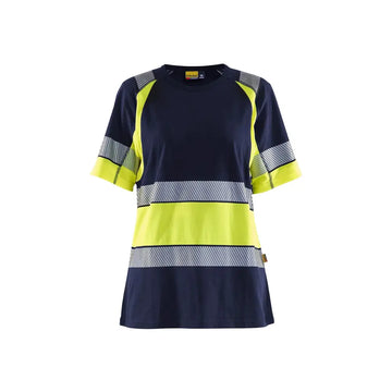 Blåkläder Naisten Highvis t-paita 34101030 - Mariininsininen/Huomiokeltainen / M - Blåkläder työvaatteet