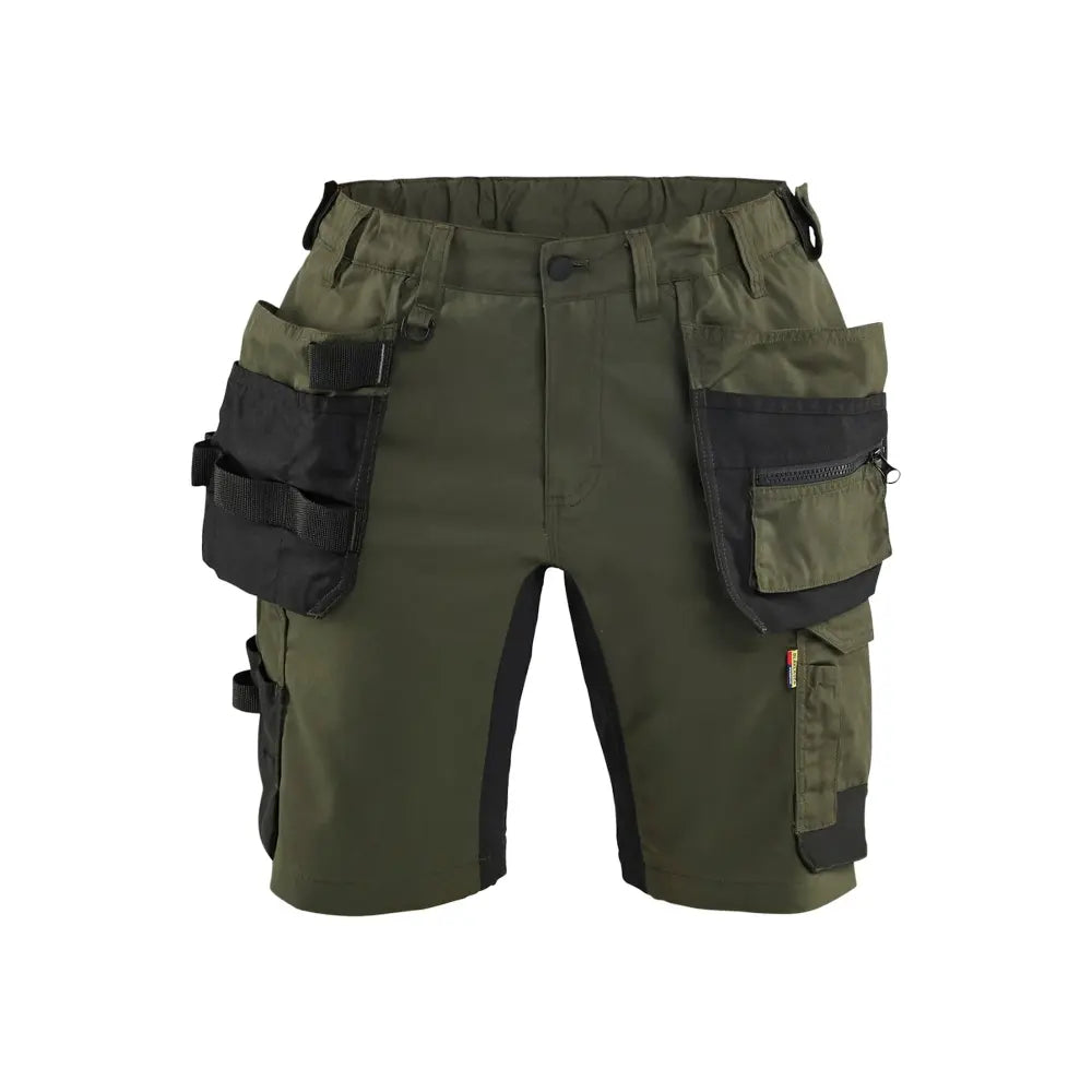 Blåkläder Naisten riipputaskushortsit stretch 71331832 - Metsänvihreä/Musta / C36 - Blåkläder työvaatteet