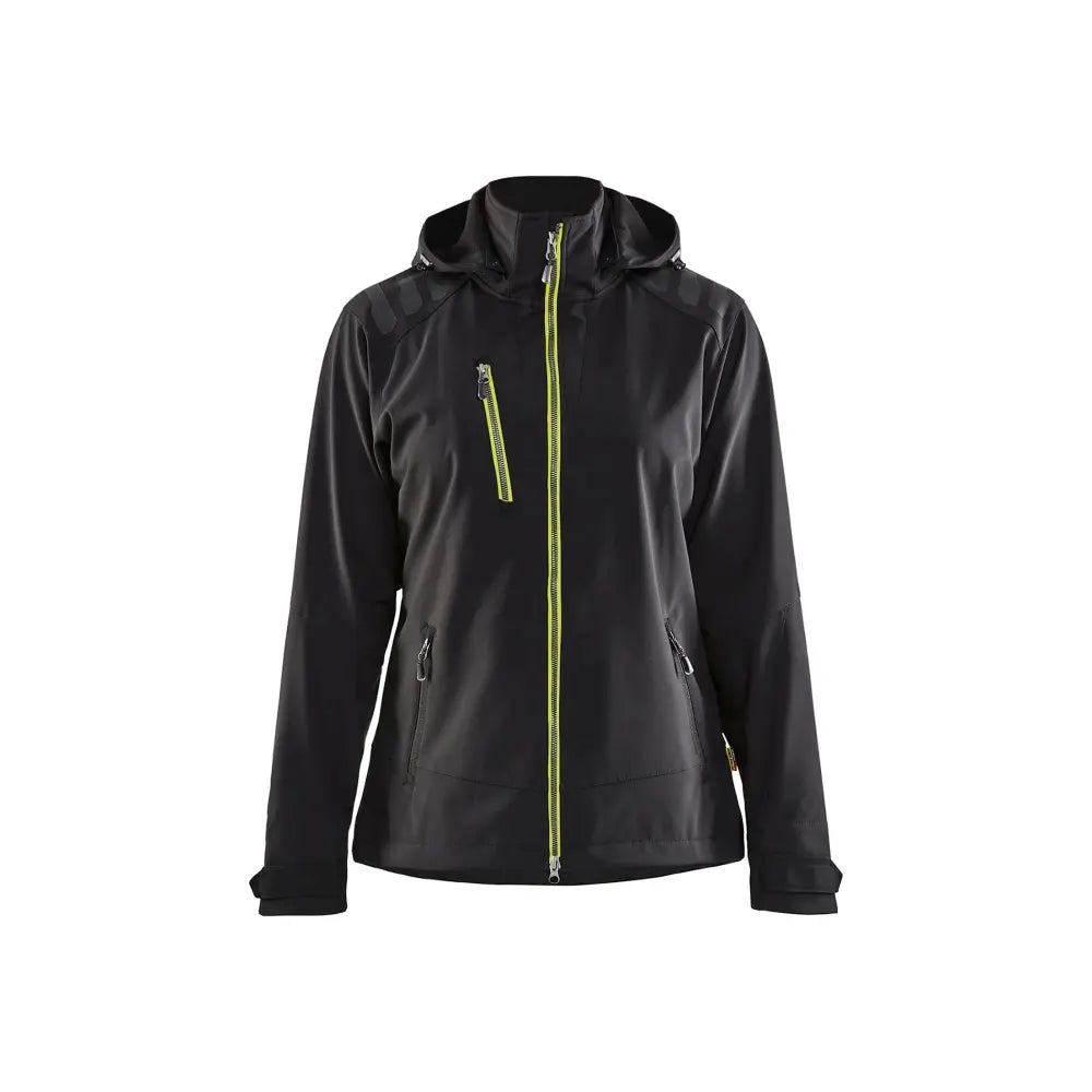 Blåkläder Naisten softshell-takki 47192513 - Musta/Huomiokeltainen / XL - Blåkläder työvaatteet