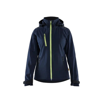 Blåkläder Naisten softshell-takki 47192513 - Tumma mariininsininen/Huomiokeltainen / XXL - Blåkläder työvaatteet