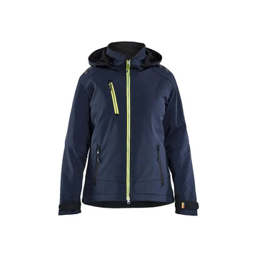 Blåkläder Naisten Talvitakki Softshell Kevyellä vuorella 47512513 - Tumma mariininsininen/Huomiokeltainen / XS