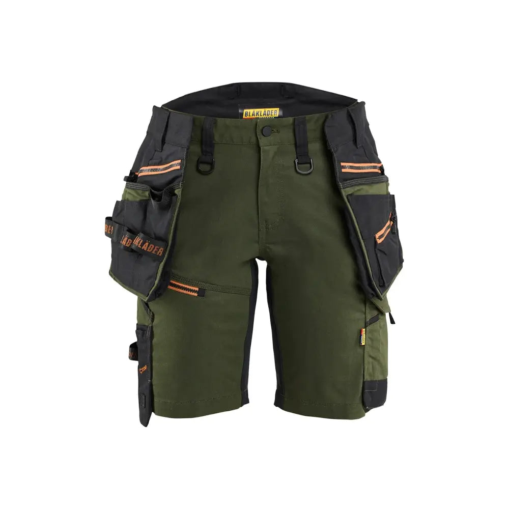 Blåkläder STRIKER Naisten riipputaskushortsit stretch 71751149 - Metsän vihreä/Ruosteenpunainen / C42 - Blåkläder