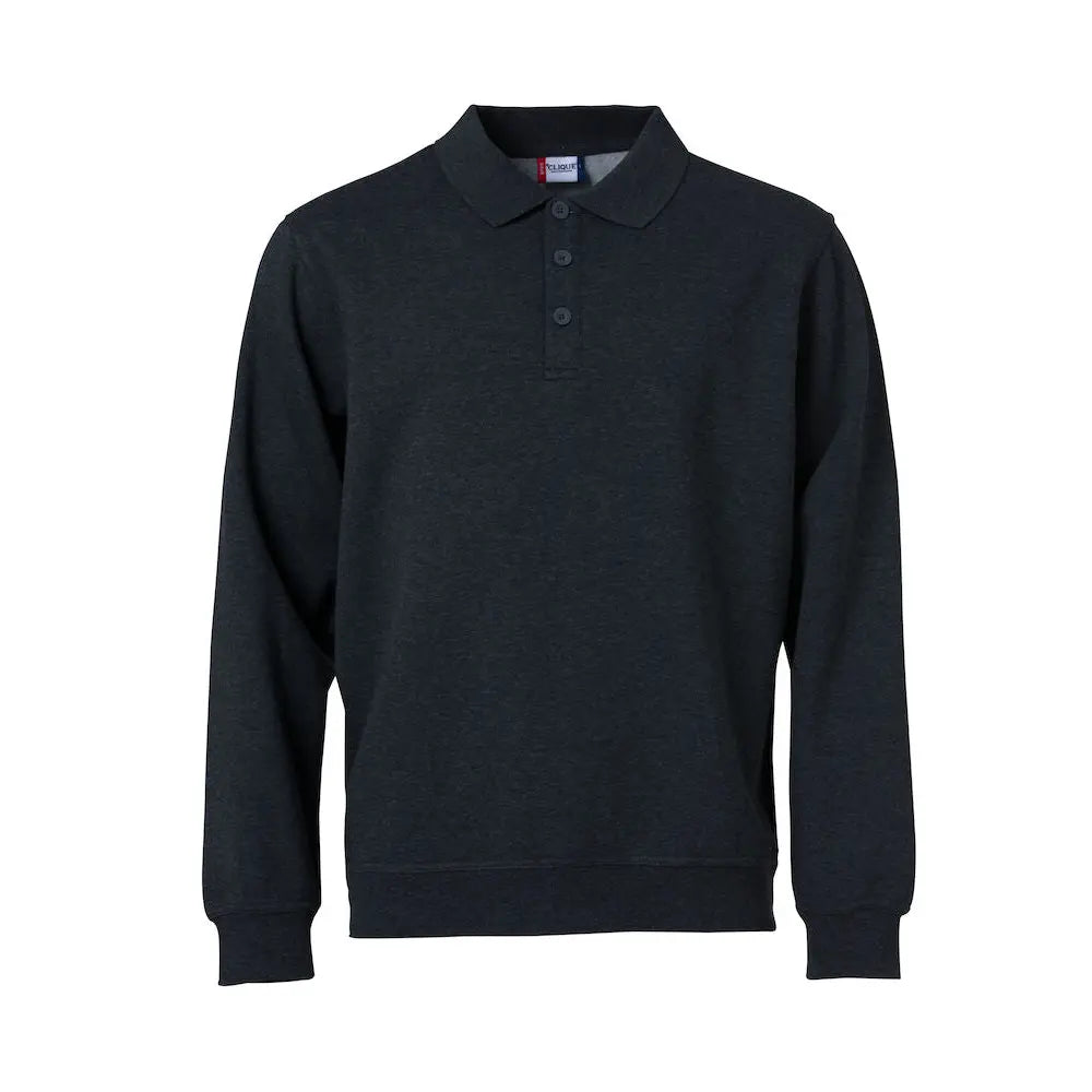 Clique Basic Pitkähihainen Pikee - Harmaa (Heather Anthracite Grey) / XS - Yritystekstiilit
