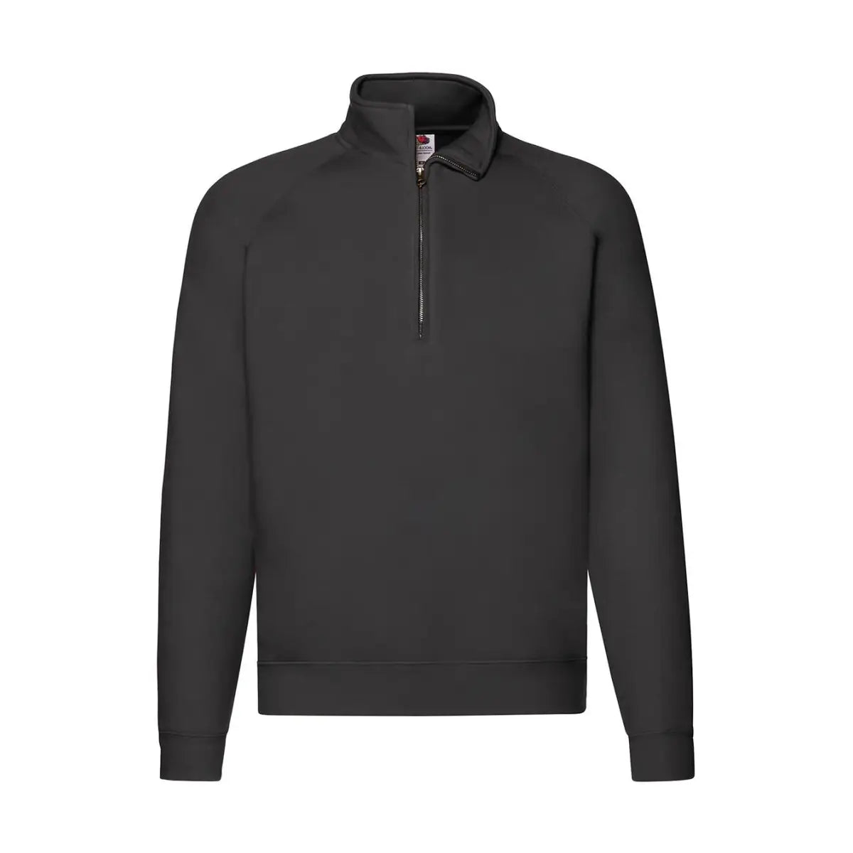 Fruit of the Loom Premium Zip Neck College - Musta / S - Yritystekstiilit
