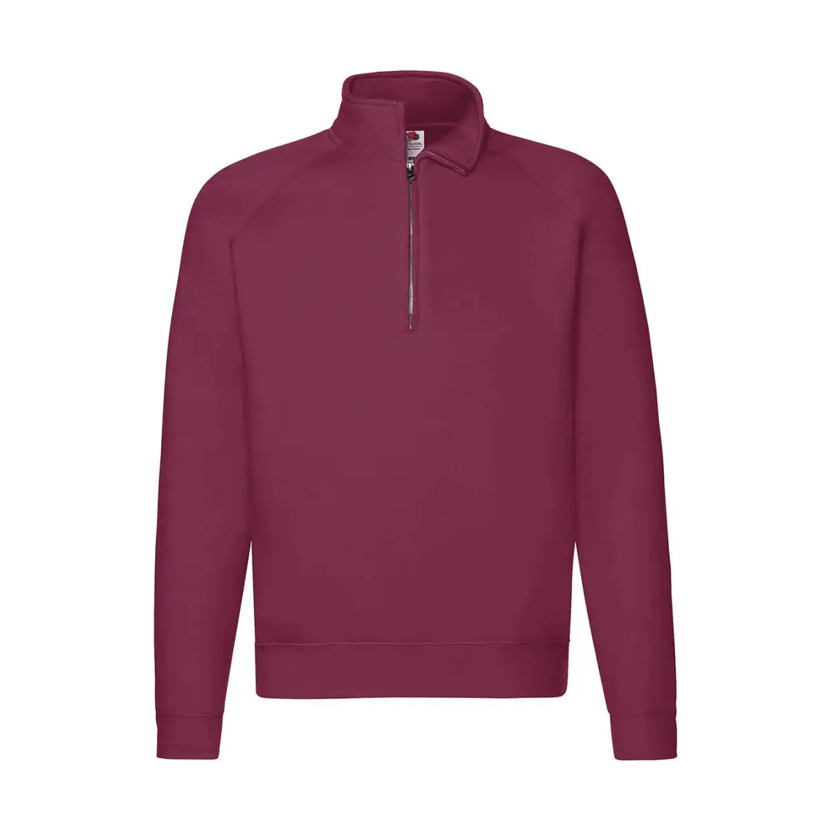 Fruit of the Loom Premium Zip Neck College - Punainen (Burgundy) / S - Yritystekstiilit