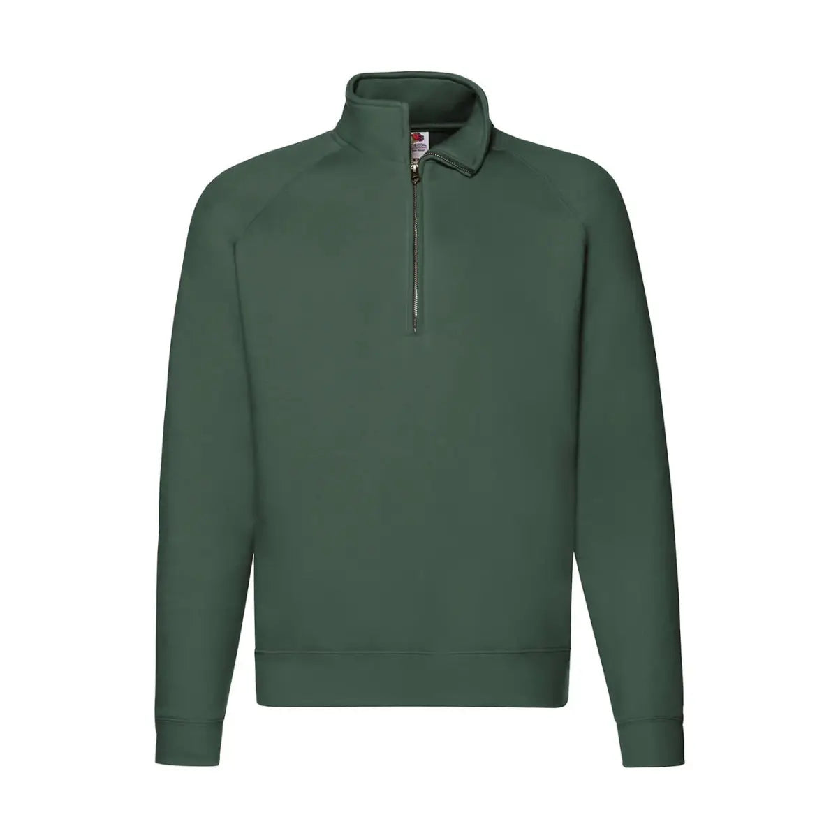 Fruit of the Loom Premium Zip Neck College - Vihreä (Bottle Green) / S - Yritystekstiilit