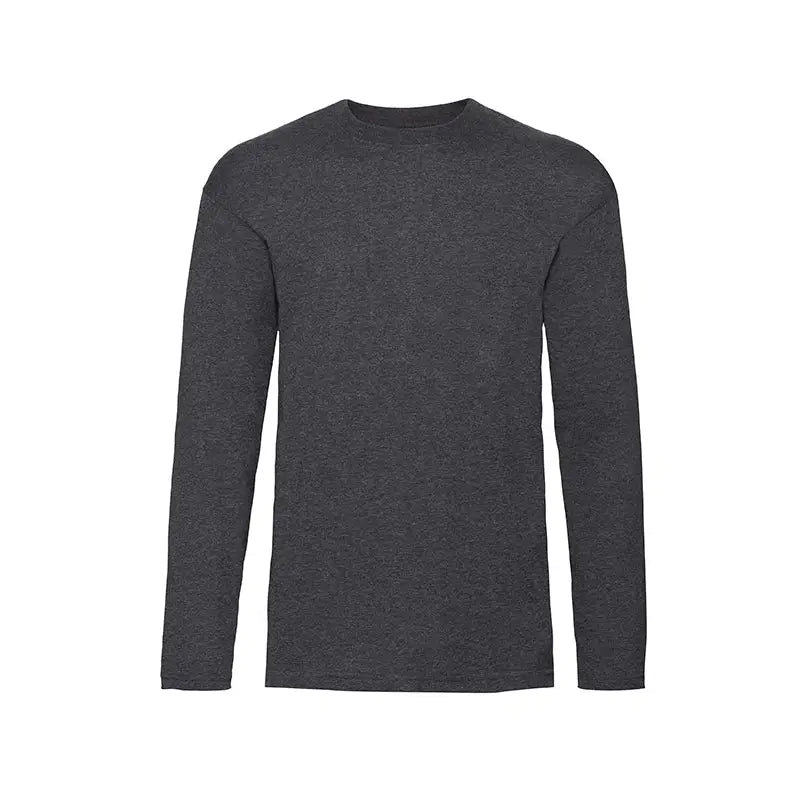 Fruit of the Loom Valueweight Pitkähihainen T Paita - Harmaa (Heather Dark Grey) / S - Yritystekstiilit