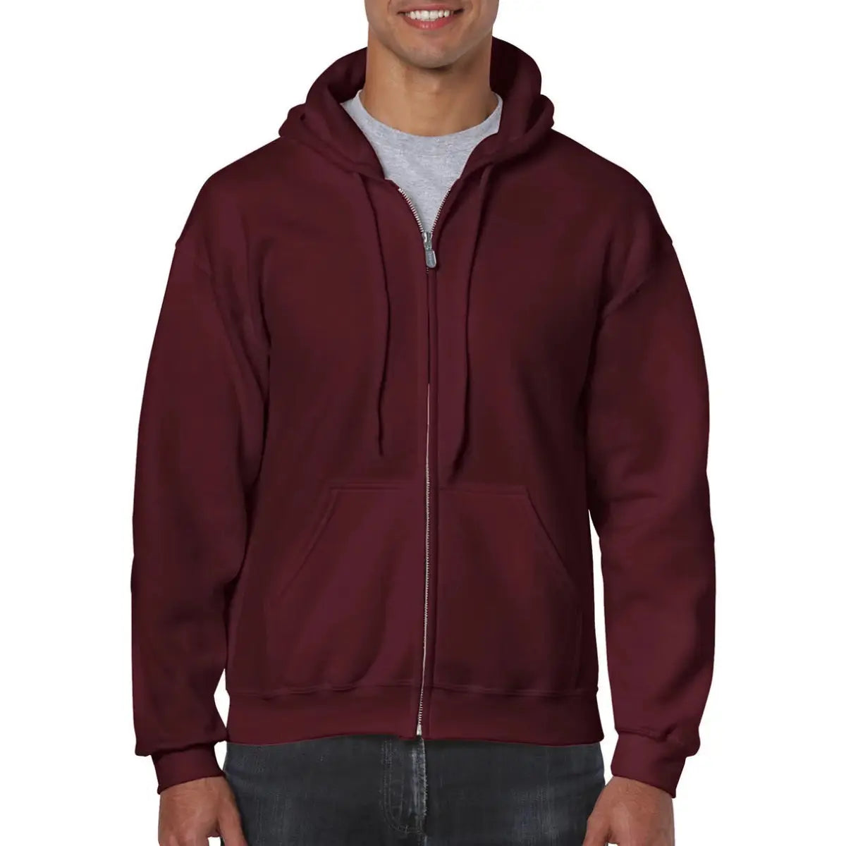 Gildan Heavy Blend Vetoketjuhuppari - Punainen (Maroon) / S - Yritystekstiilit