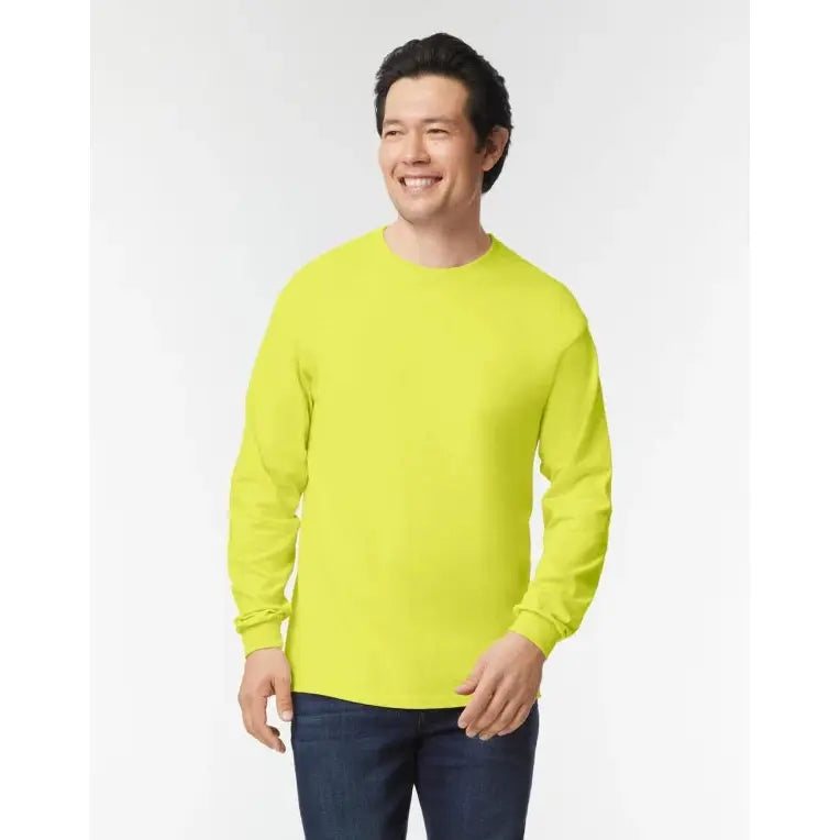 Gildan Ultra Cotton Pitkähihainen Huomiopaita kahdella Painatuksella - min. 20kpl - Yritystekstiilit