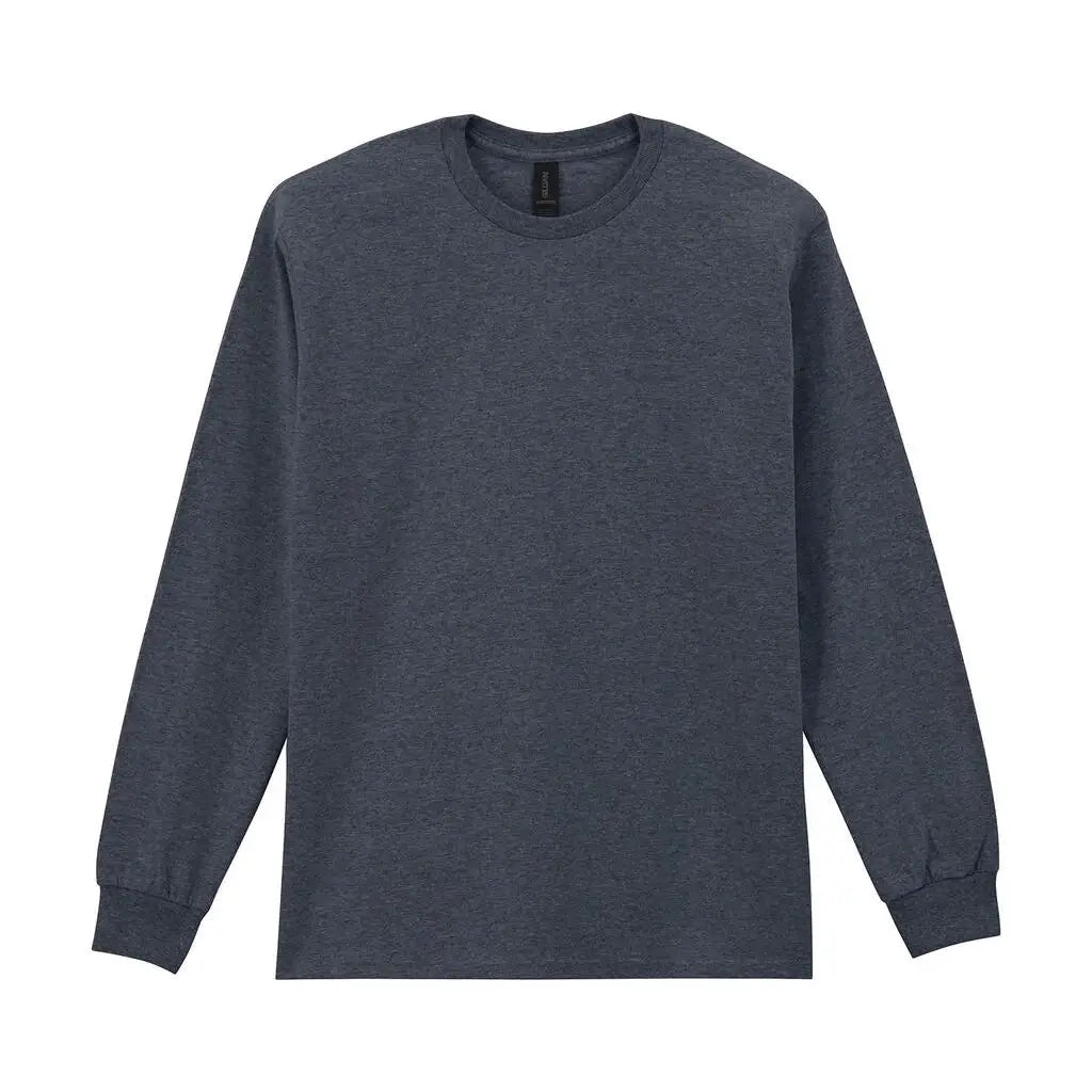 Gildan Ultra Cotton Pitkähihainen T-Paita - Harmaa (Dark Heather) / S - Yritystekstiilit