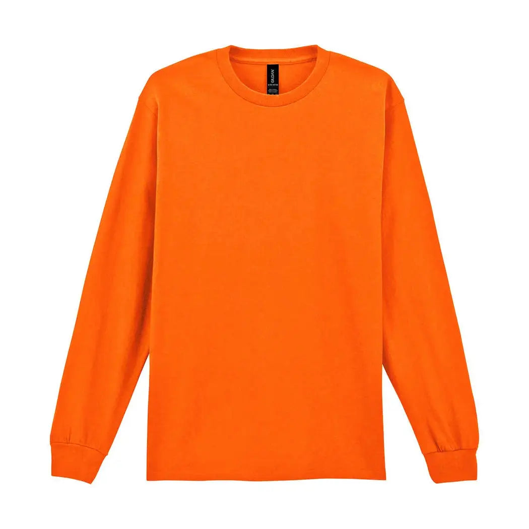 Gildan Ultra Cotton Pitkähihainen T-Paita - Oranssi (Hi-Vis Orange) / S - Yritystekstiilit