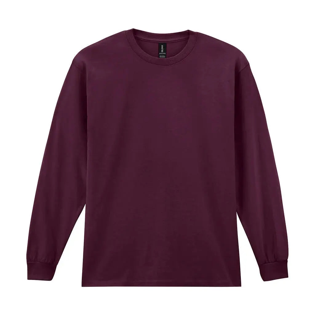 Gildan Ultra Cotton Pitkähihainen T-Paita - Punainen (Maroon) / S - Yritystekstiilit