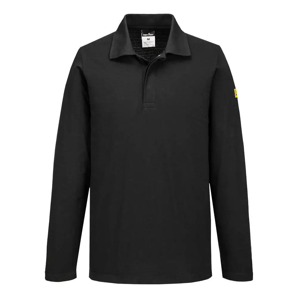 Portwest Antistaattinen ESD Pitkähihainen pikee-paita - Musta / 4XL - Työvaatteet