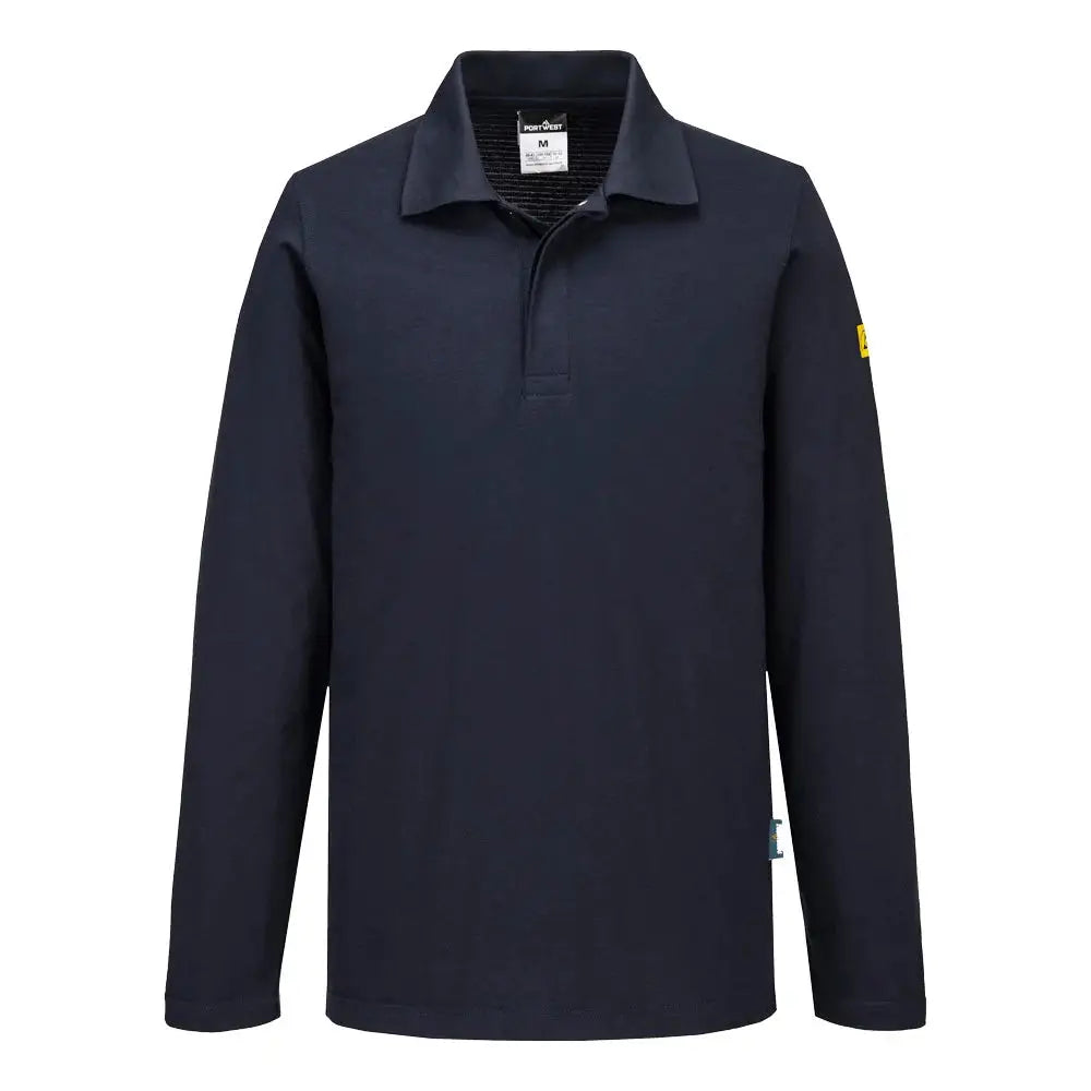 Portwest Antistaattinen ESD Pitkähihainen pikee-paita - Tummansininen / 4XL - Työvaatteet