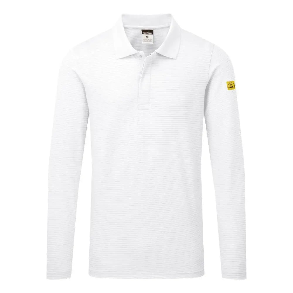 Portwest Antistaattinen ESD Pitkähihainen pikee-paita - Valkoinen / 4XL - Työvaatteet