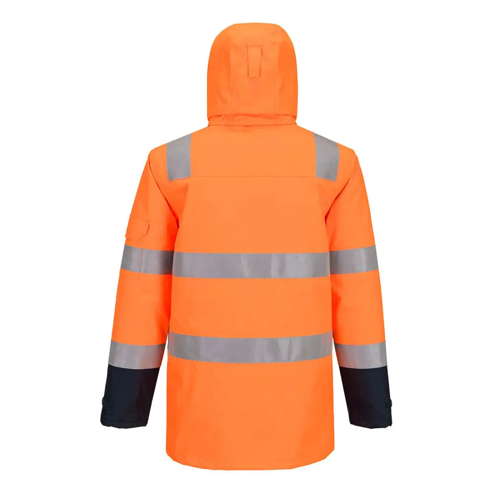 Portwest Bizflame Rain+ Hi-Vis Multi-Normi Kontrasti FR vuorellinen talvitakki FR617 - Oranssi/navy / L - Työtakit