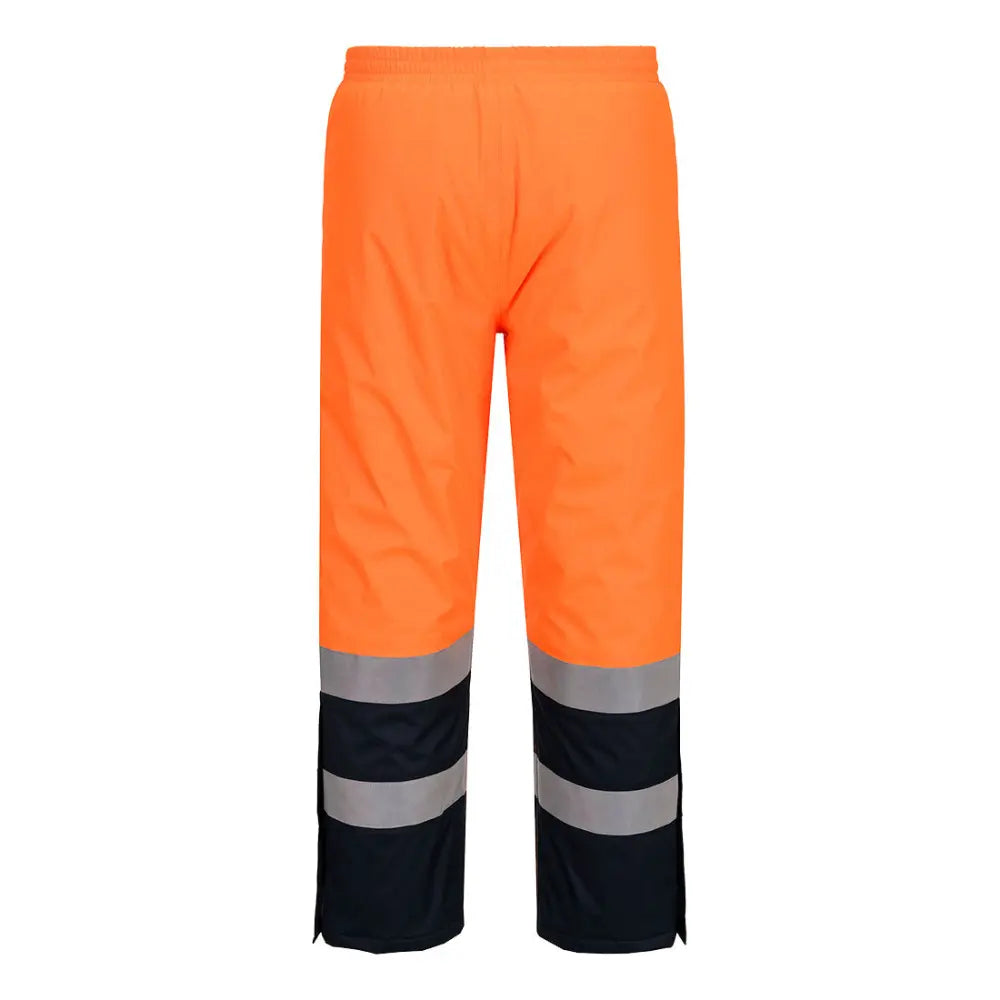 Portwest Bizflame Rain+ Hi-Vis Multi-Normi Kontrasti FR vuorelliset talvihousut FR434 - Oranssi/navy / XL - Työhousut