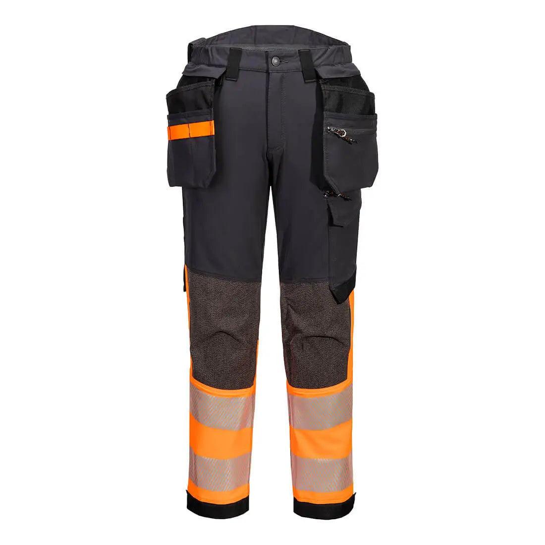 Portwest Ev4 Hi-Vis 1-Luokan Joustavat Housut - Lyhyt (Short) / Oranssi/metallinharmaa / 28 - Työvaatteet