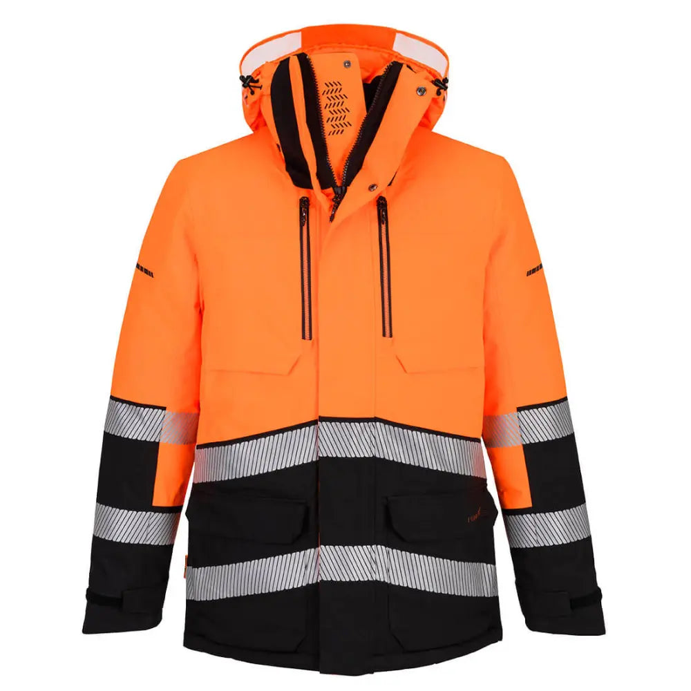 Portwest EV4 Hi-Vis Expedition Parka-takki - Oranssi/Musta / L - Työvaatteet