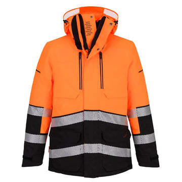 Portwest EV4 Hi-Vis Expedition Parka-takki - Oranssi/Musta / L - Työvaatteet