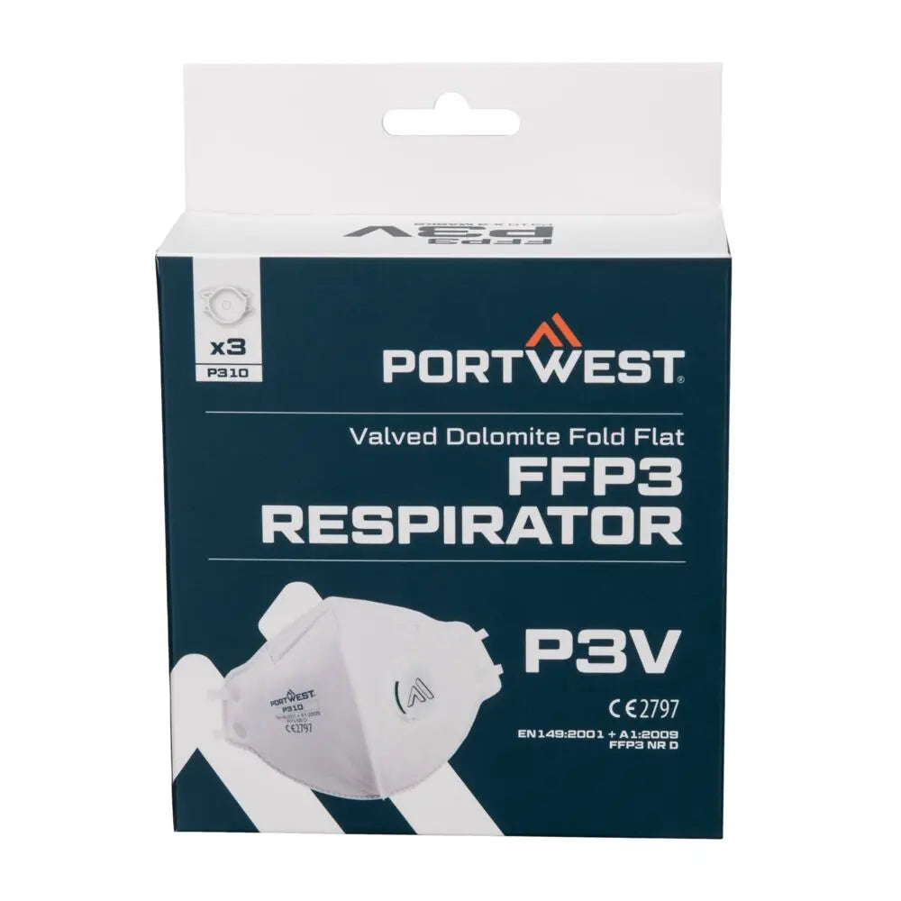 Portwest FFP3 Dolomite taittuva hengityssuojain venttiilillä - Kertakäyttöiset maskit